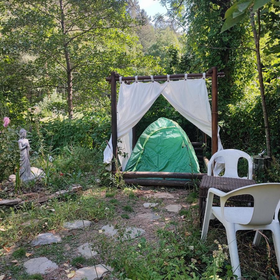 Tente Dans Gazebo Thai Dans Jardin En Bord De Riviere Saint-André-de-Valborgne 外观 照片